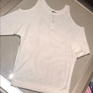 White Express cold shoulder sweater